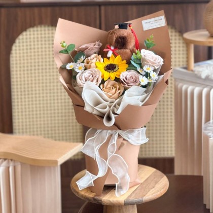 Capybara Soap Flower Graduation Bouquet 