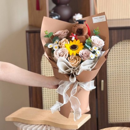 Capybara Soap Flower Graduation Bouquet 